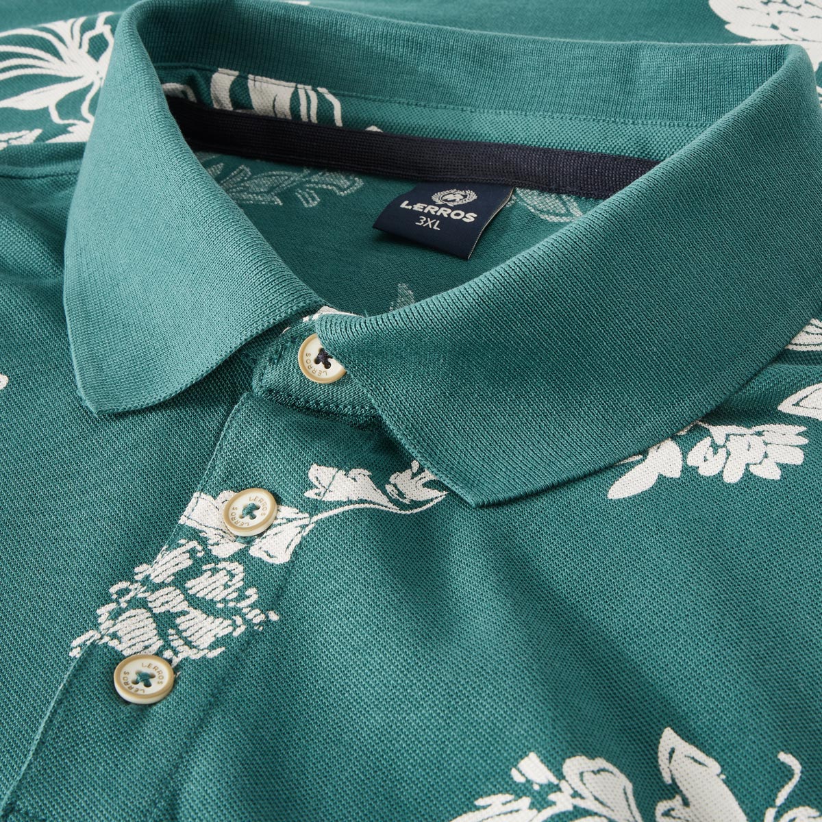 Lerros Poloshirt mit Allover-Muster dunkelgrün