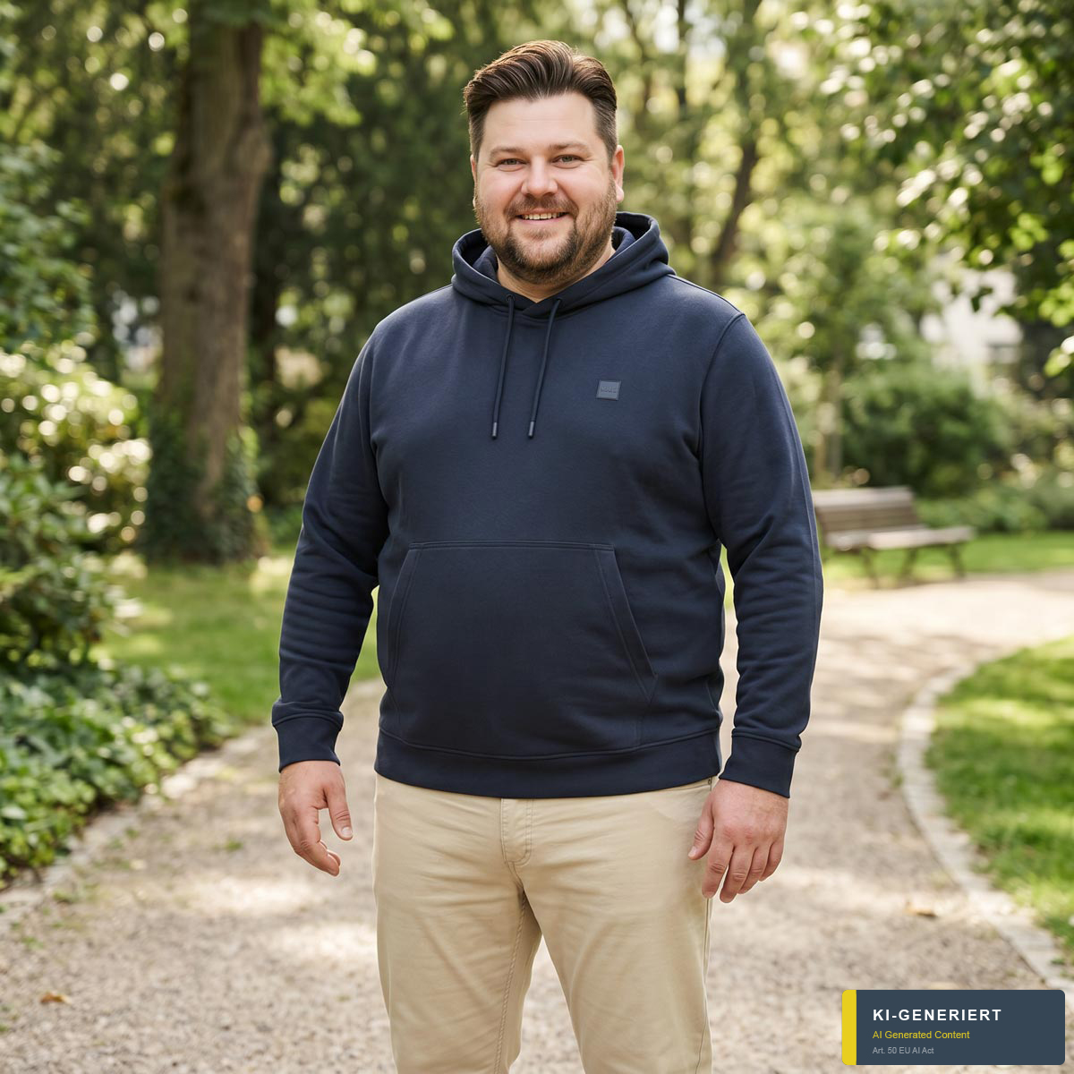 BOSS Hoodie aus Biobaumwolle dunkelblau