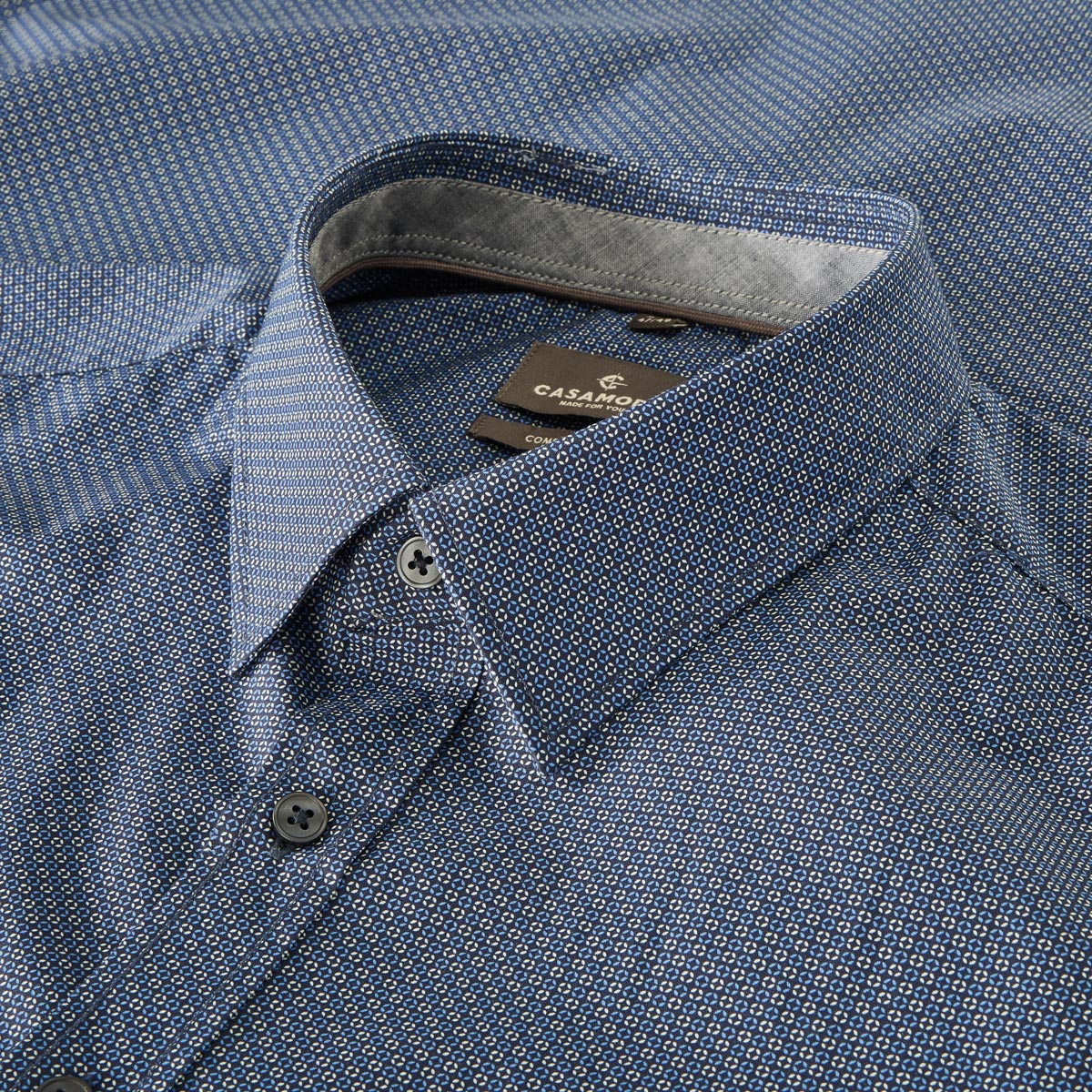 CASA MODA Freizeithemd mit Allover-Muster blau