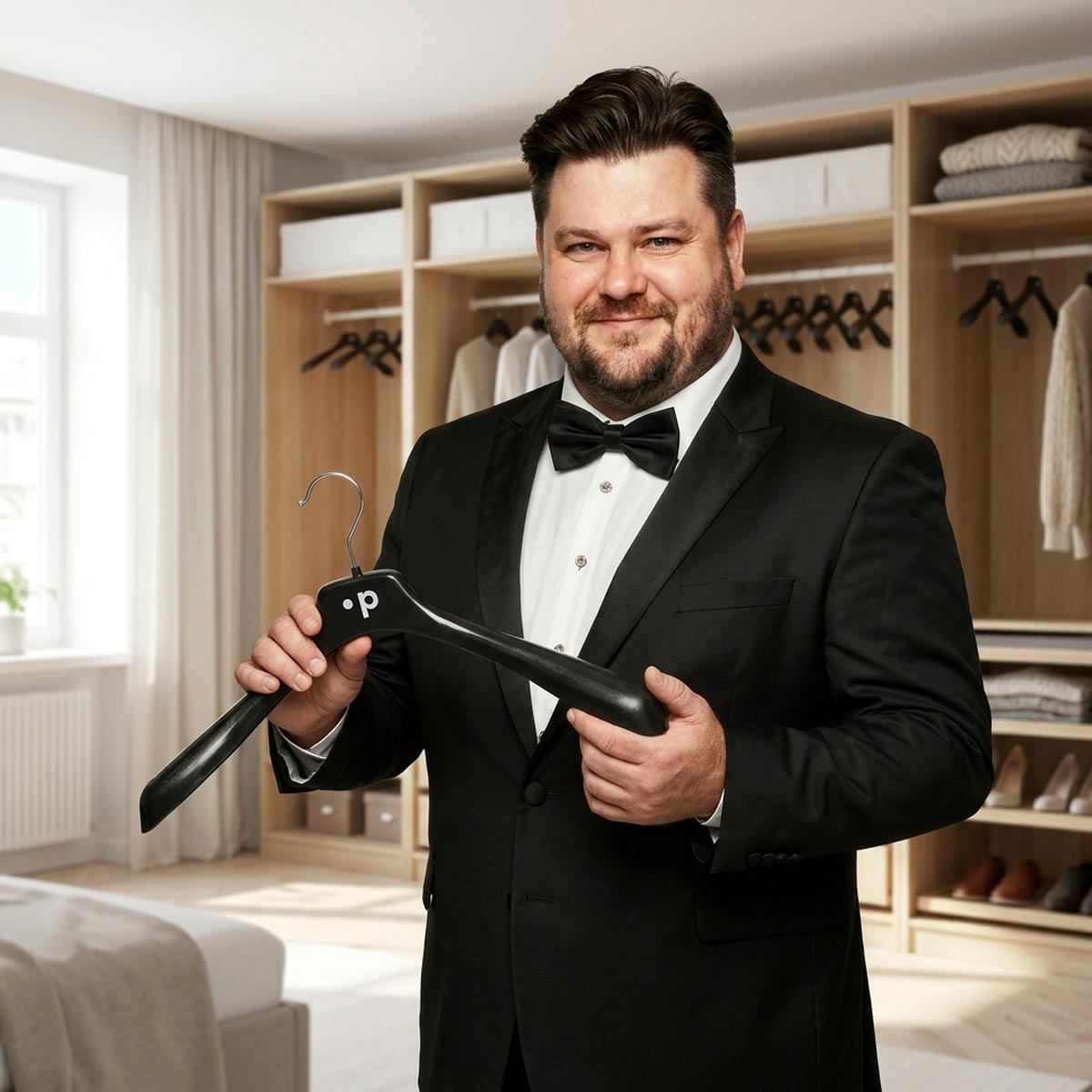 Pfundskerl Extrabreite Kunstoff-Kleiderbügel, 5er-Pack schwarz