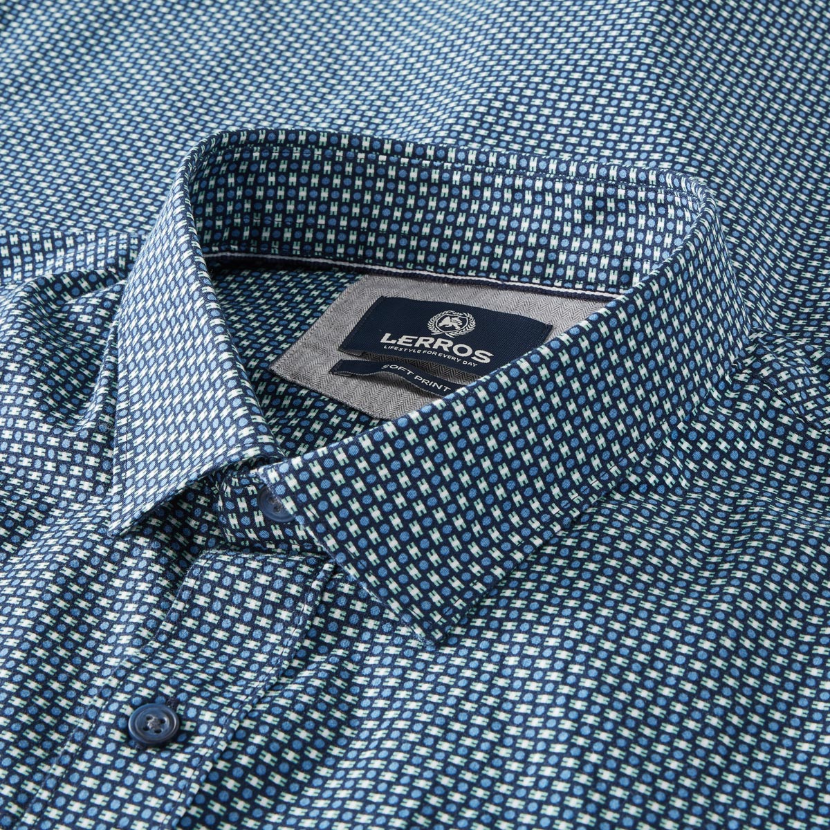 Lerros Freizeithemd mit Allover-Muster türkis