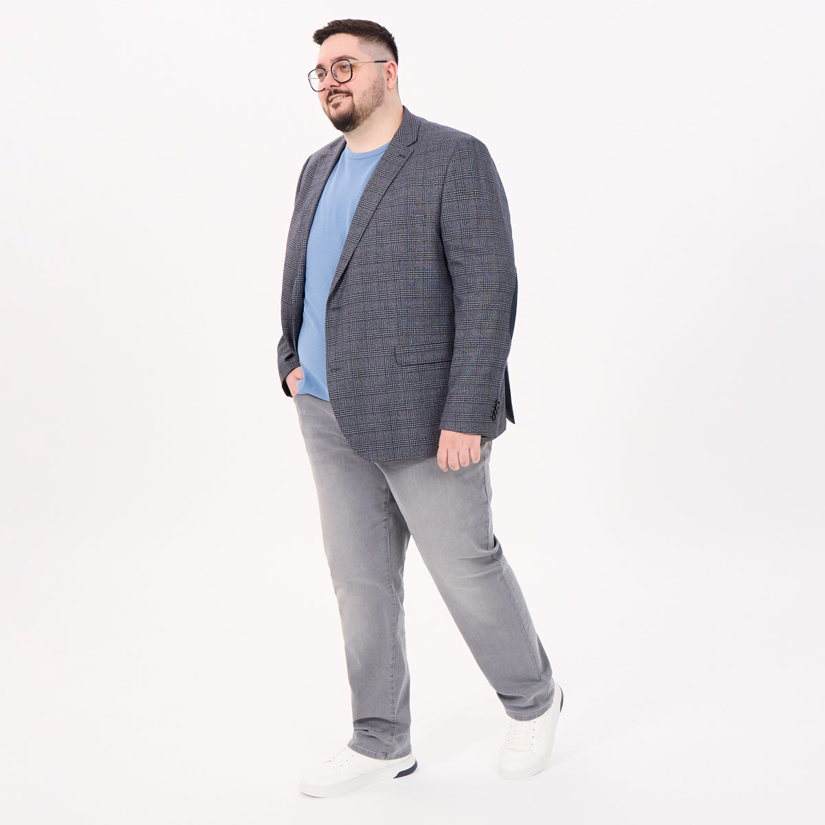 Weis Sakko mit Bambus blau