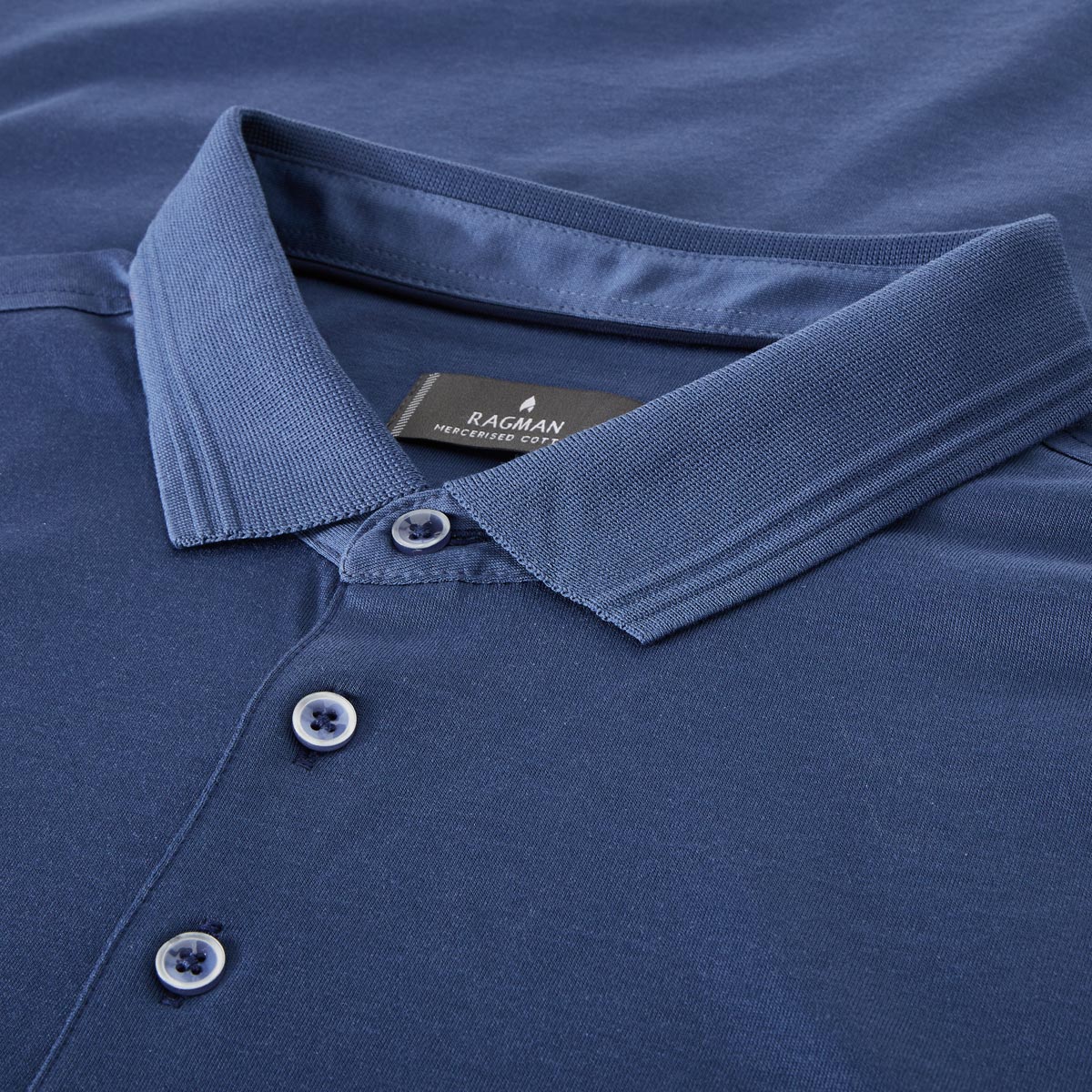 RAGMAN Poloshirt aus merzerisierter Baumwolle jeansblau