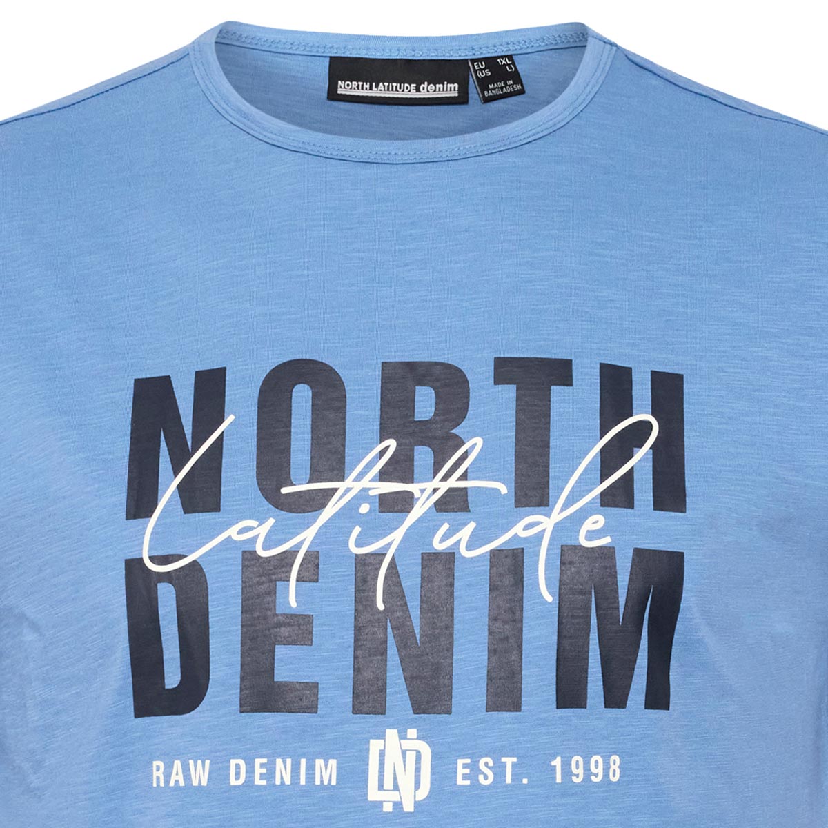 North T-Shirt mit Label-Print kornblau
