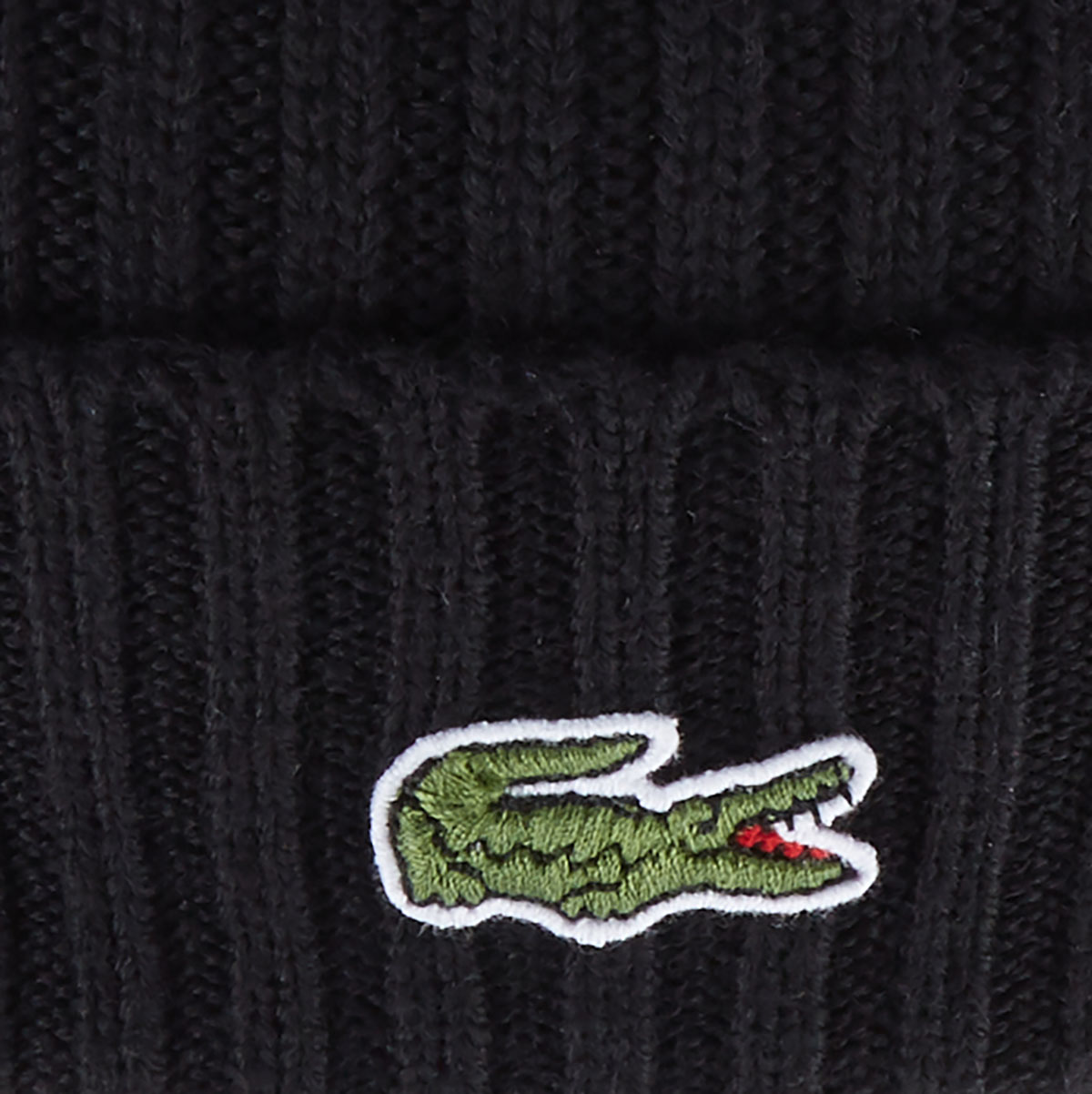LACOSTE Strickmütze aus reiner Wolle schwarz