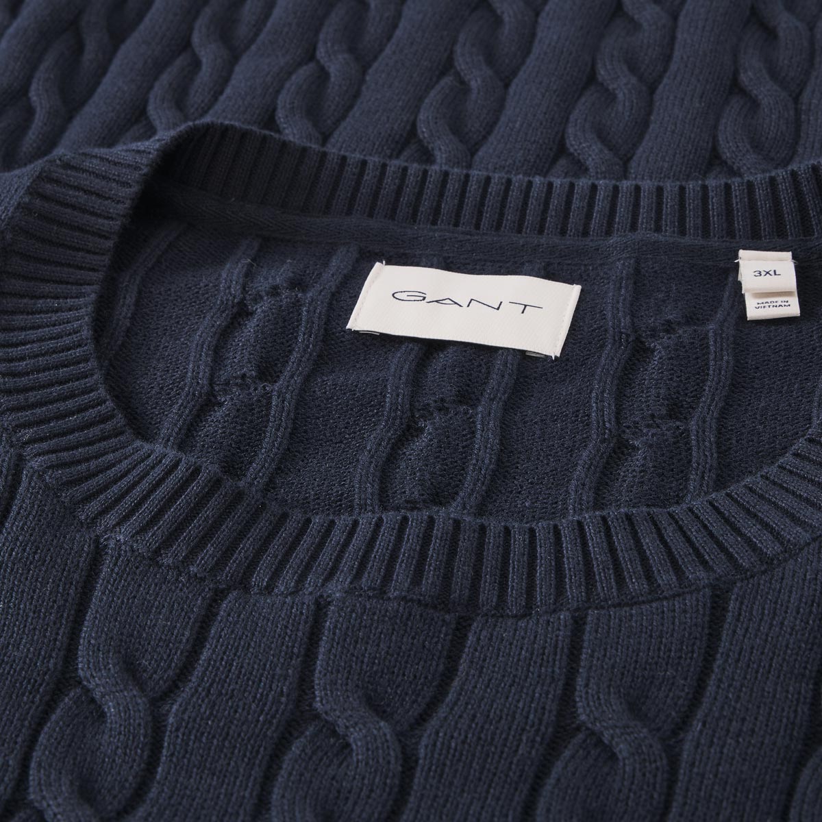 Gant Zopfstrickpullover aus Baumwolle dunkelblau