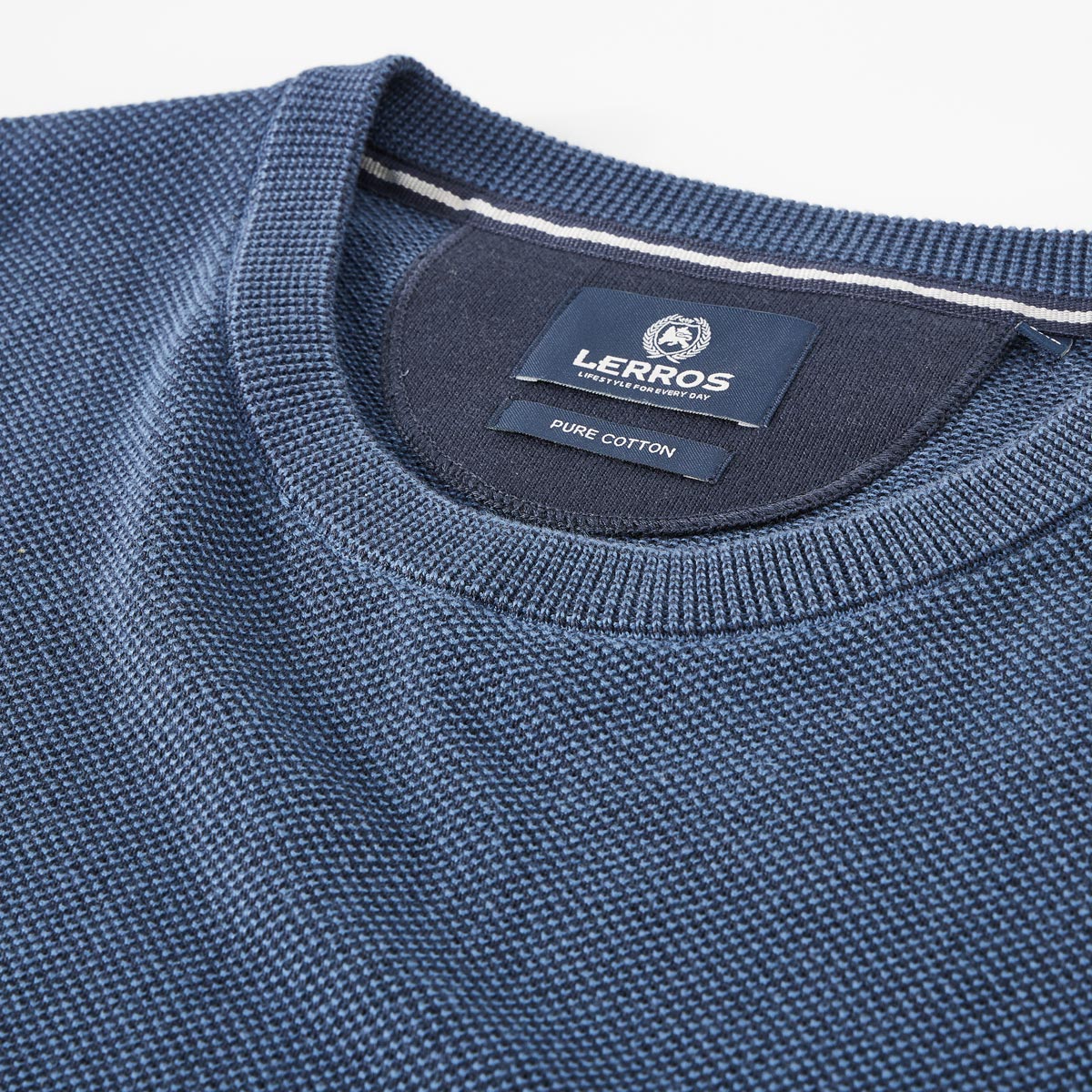 Lerros Pullover in Reiskorn-Struktur blau
