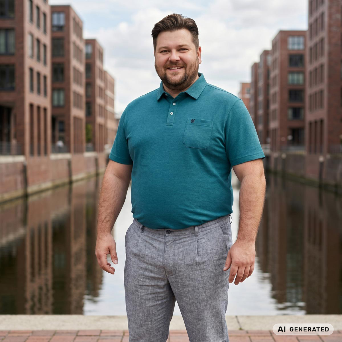 Hajo Poloshirt "Soft Knit", hautsympathisch blau/grün