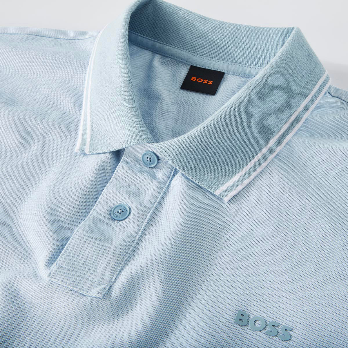 BOSS Poloshirt mit Kontrastdetails hellblau