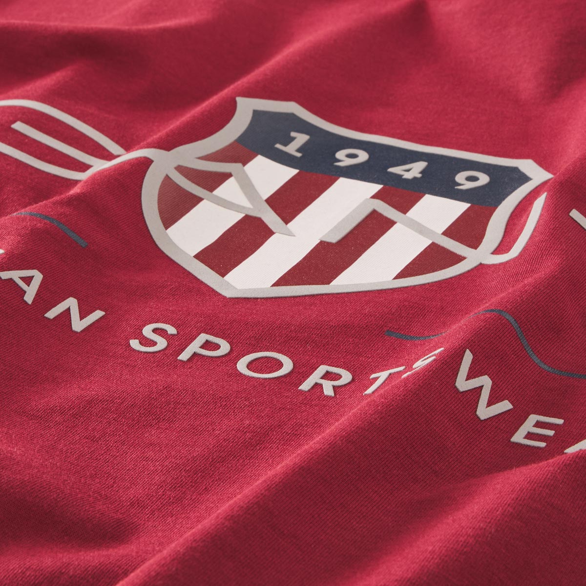 Gant T-Shirt mit Label-Print dunkelrot