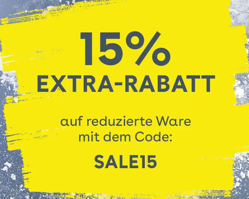 Gelbe Aktionsfläche mit Pinselstruktur auf winterlichem Hintergrund, Sale Motiv für Herrenmode in großen Größen bei Pfundskerl