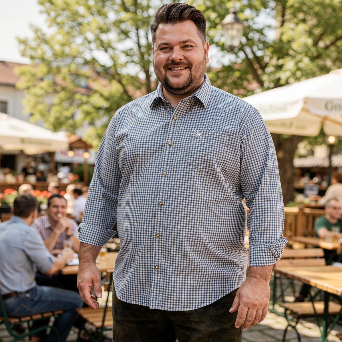 Pfundskerl Trachtenhemd aus Baumwolle blau/weiß