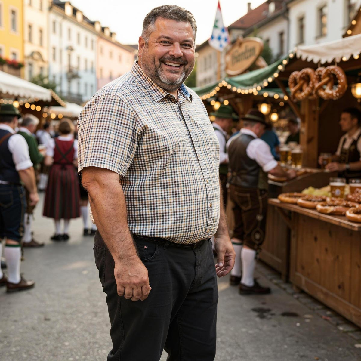 Pfundskerl Kariertes Trachtenhemd oliv