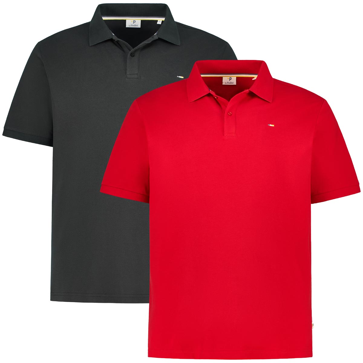 Pfundskerl Doppelpack Poloshirt mit Polokragen Farbe schwarz/rot Größe: 5XL günstig online kaufen