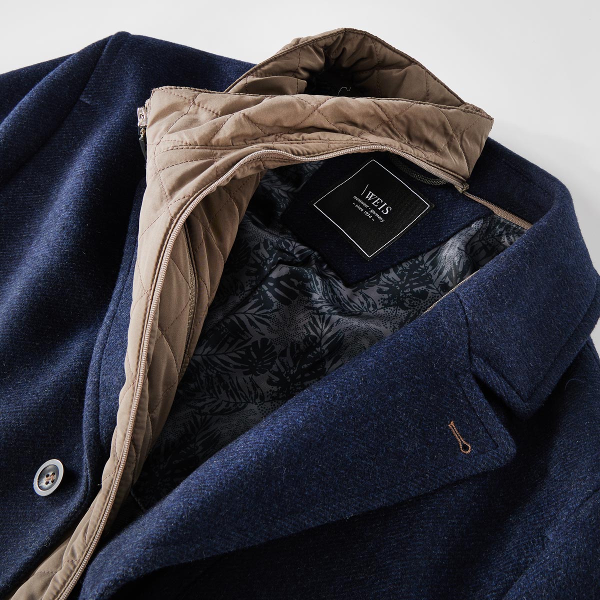 Weis Wolljacke mit Westeneinsatz  blau