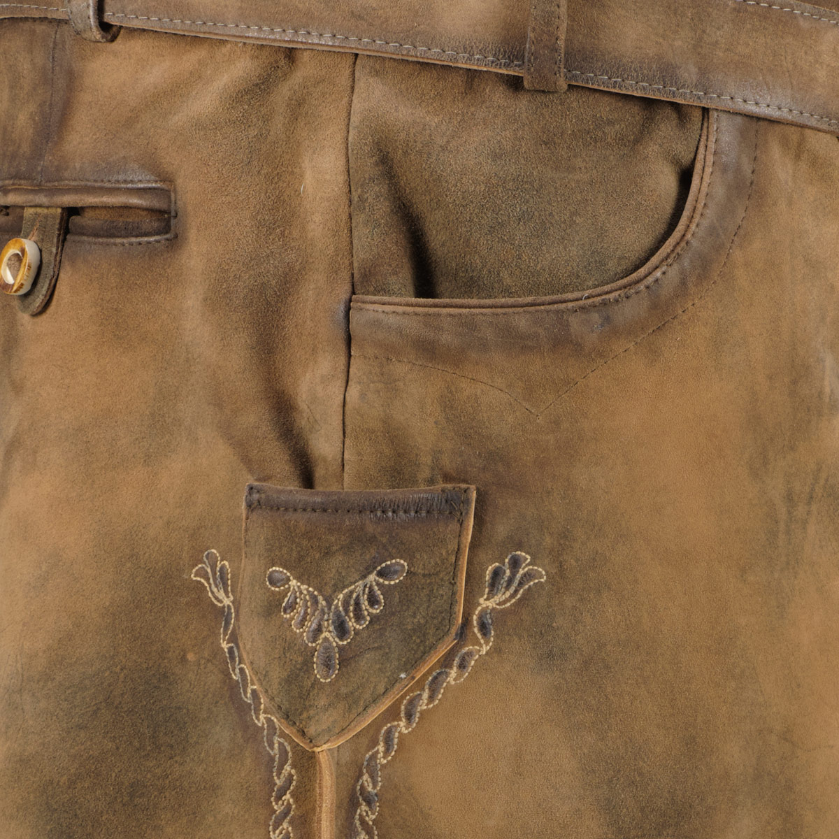 Maddox Kurze Lederhose ohne Latz braun