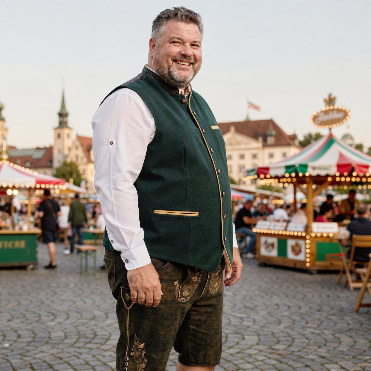 Pfundskerl Trachtenweste aus Samt dunkelgrün