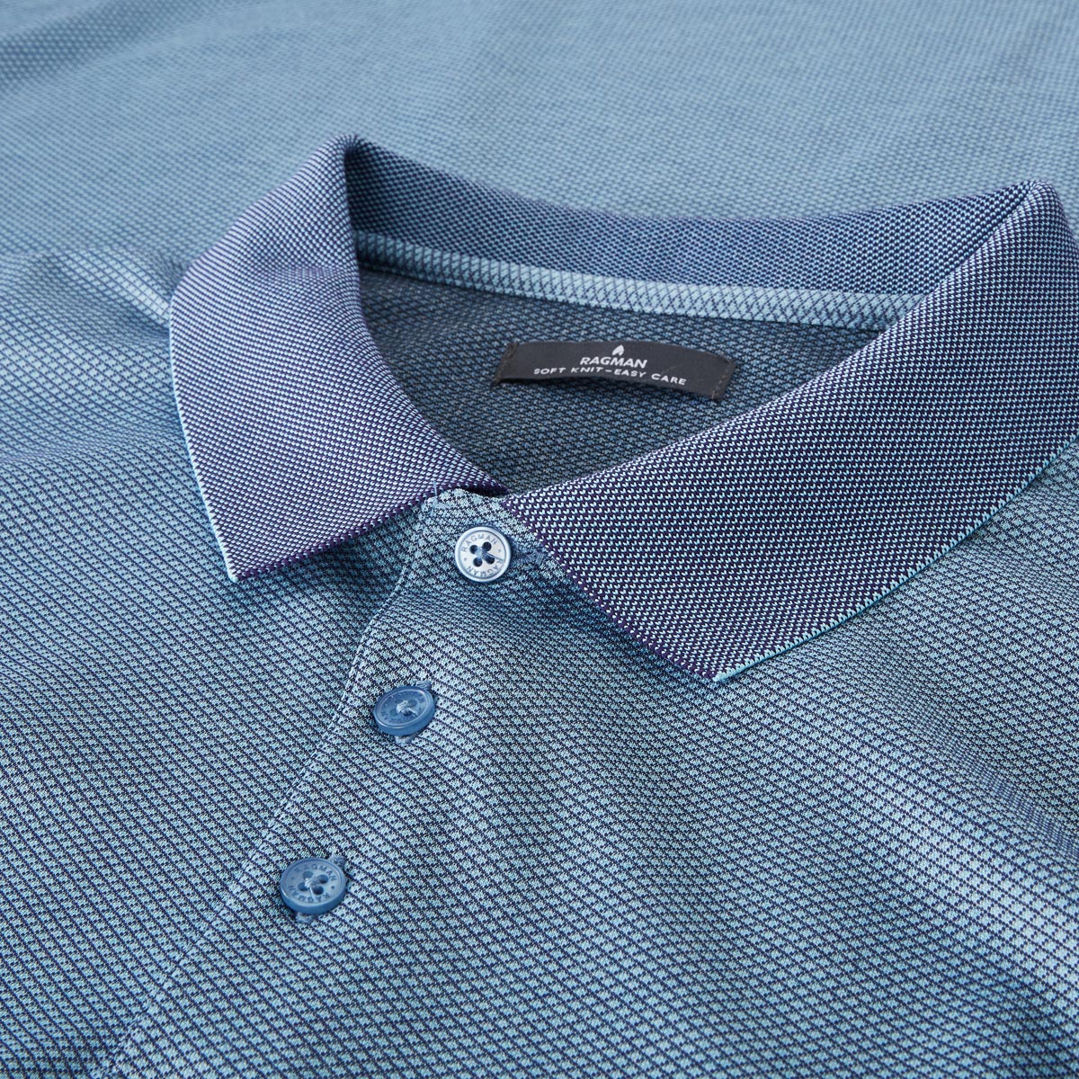 RAGMAN Pflegeleichtes Poloshirt "Soft Knit" blau