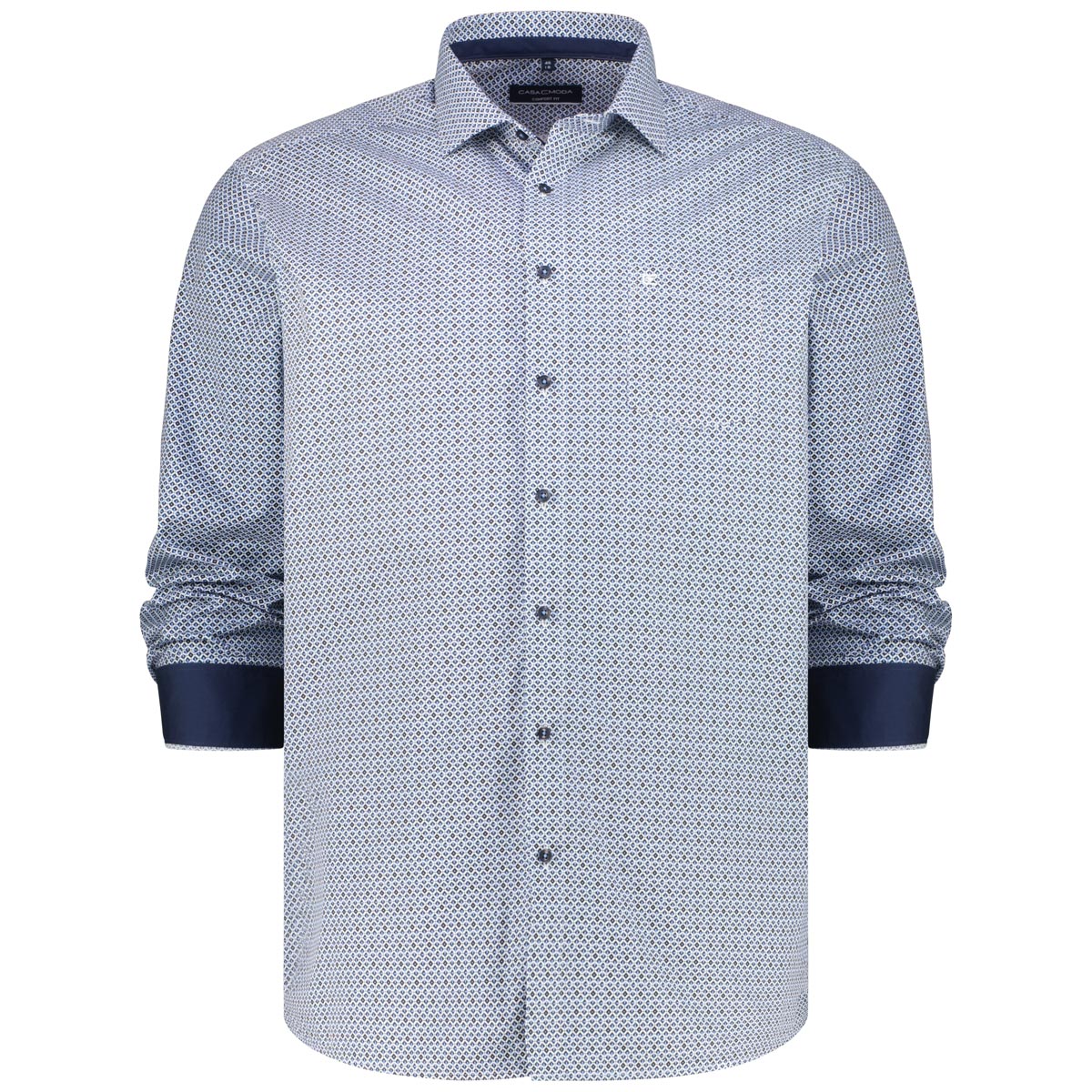 CASA MODA Businesshemd mit Allover-Print, langarm, bügelfrei blau
