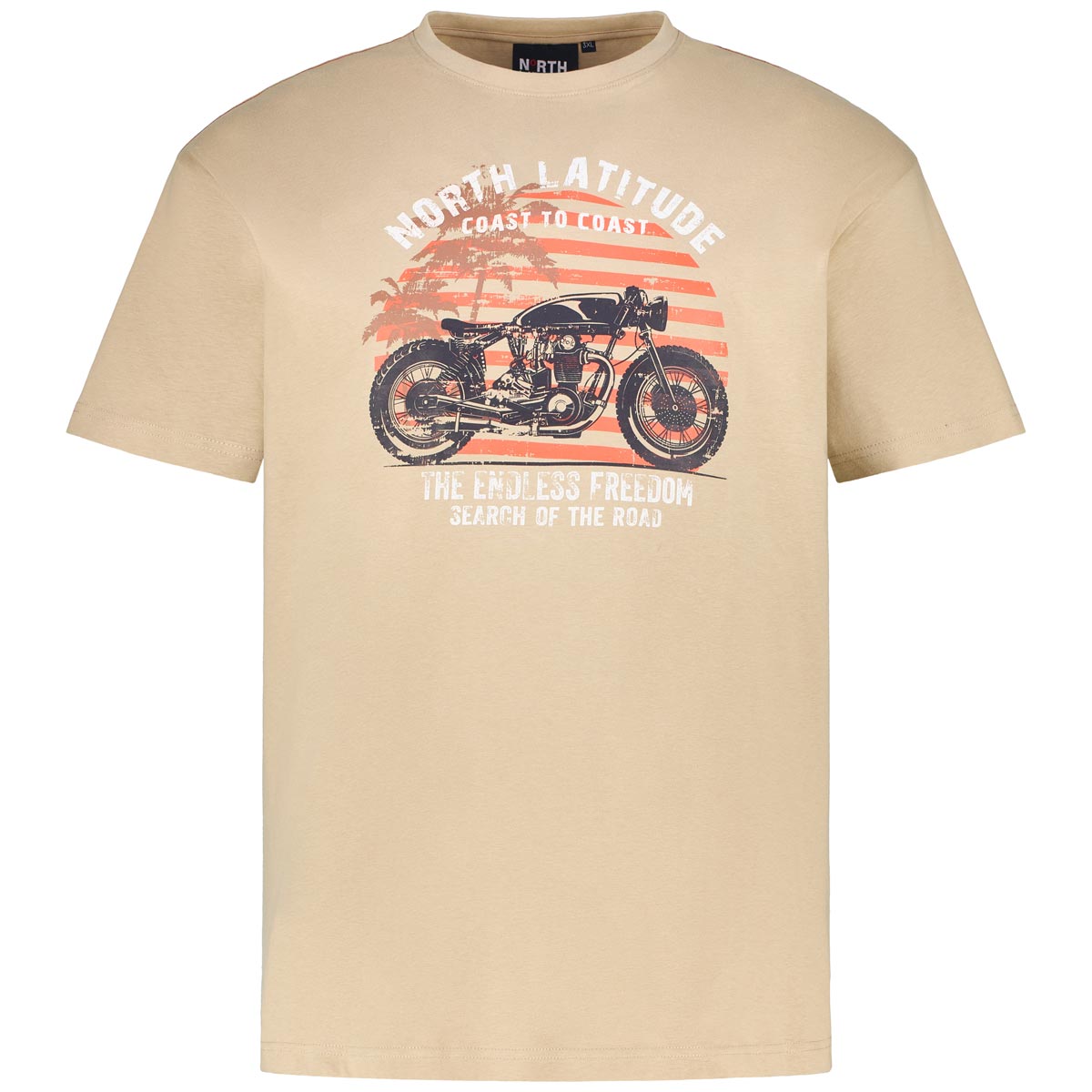 North T-Shirt mit Motiv-Print Farbe sand Größe: 3XL günstig online kaufen