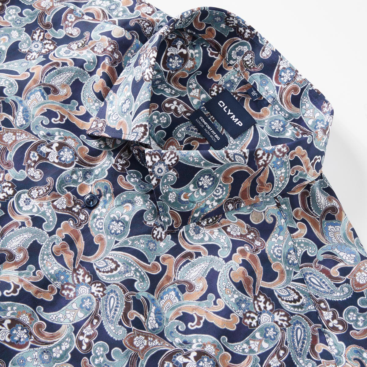 Olymp Businesshemd mit floralem Muster, bügelfrei jeansblau