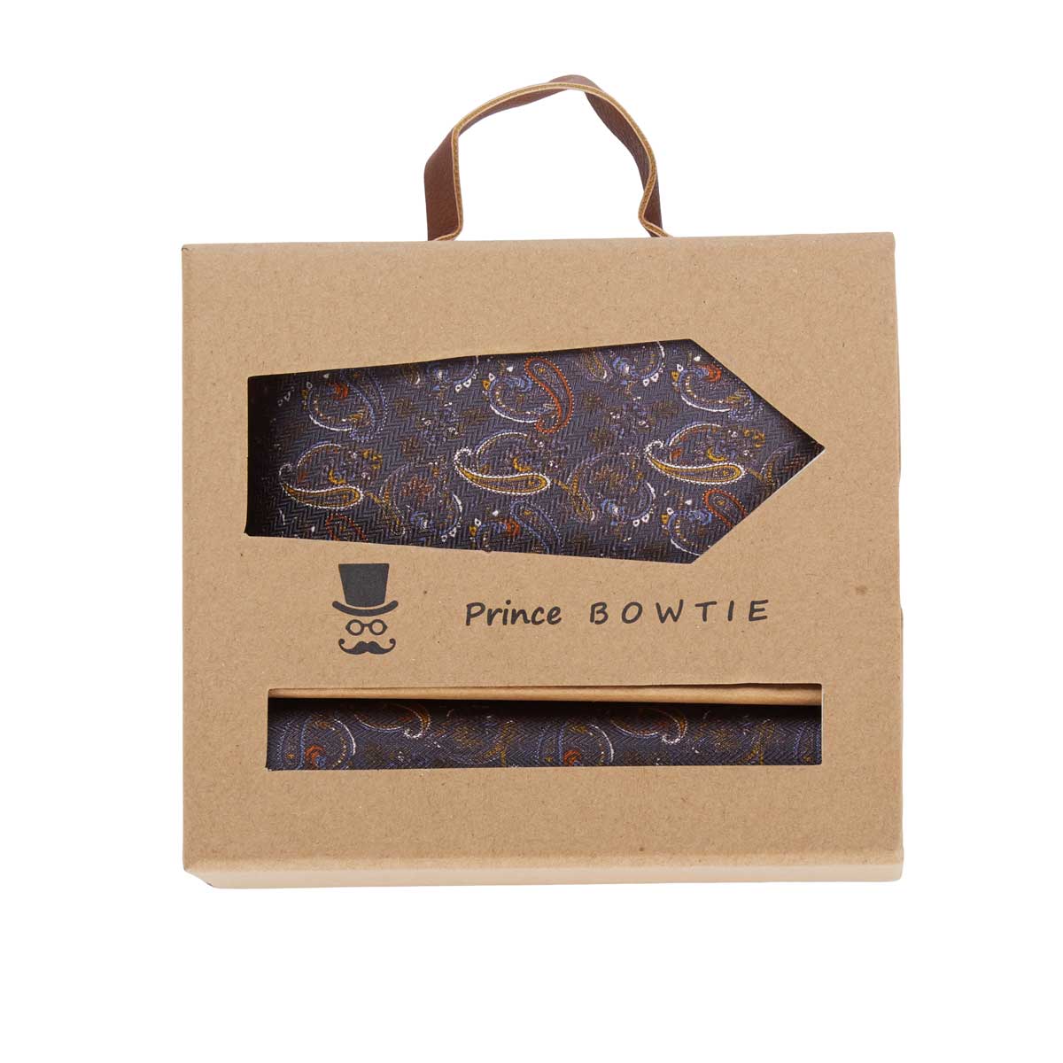 Prince BOWTIE Extralange Krawatte und Einstecktuch im Set anthrazit Prince BOWTIE Extralange Krawatte und Einstecktuch im Set anthrazit