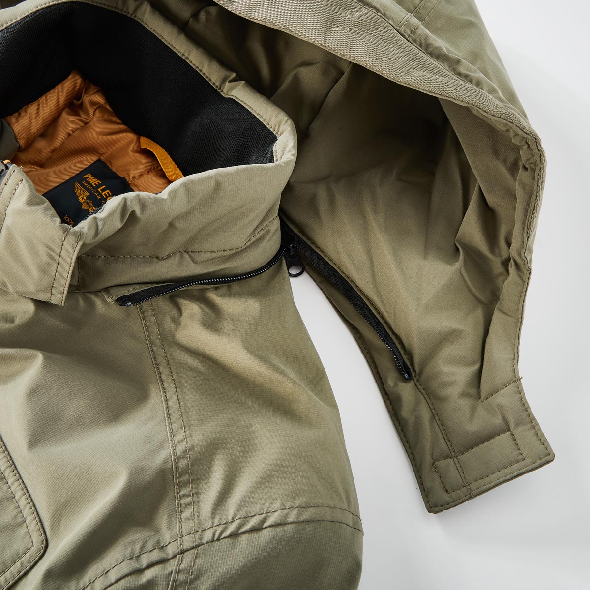 PME LEGEND Mittellange Jacke mit abnehmbarer Kapuze oliv