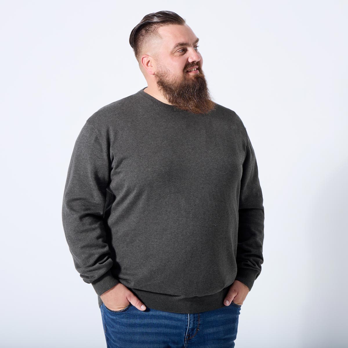 Pfundskerl Feinstrickpullover aus Baumwolle anthrazit