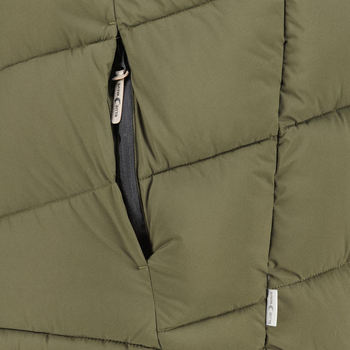 Blue Wave Wattierte Weste mit Kapuze, wind- und wasserabweisend oliv