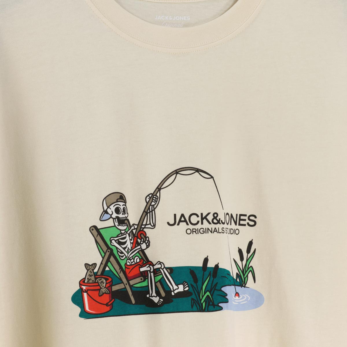 Jack&Jones T-Shirt mit Motiv-Print cremeweiß