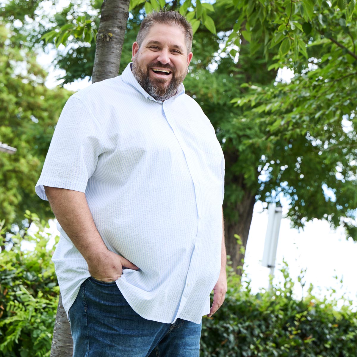 Pfundskerl Freizeithemd in Seersucker-Qualität hellblau