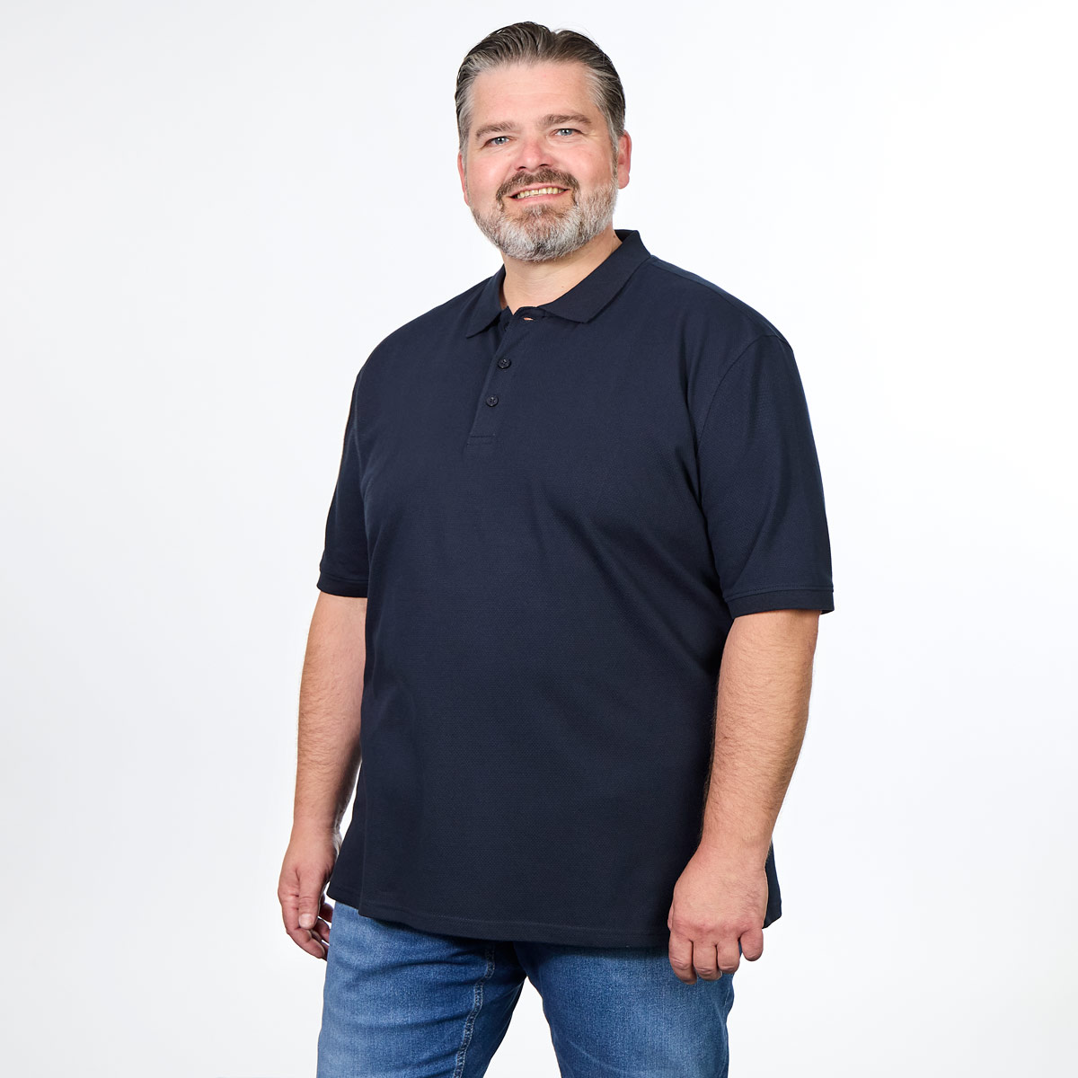 ADAMO Poloshirt aus Waffel-Piqué dunkelblau