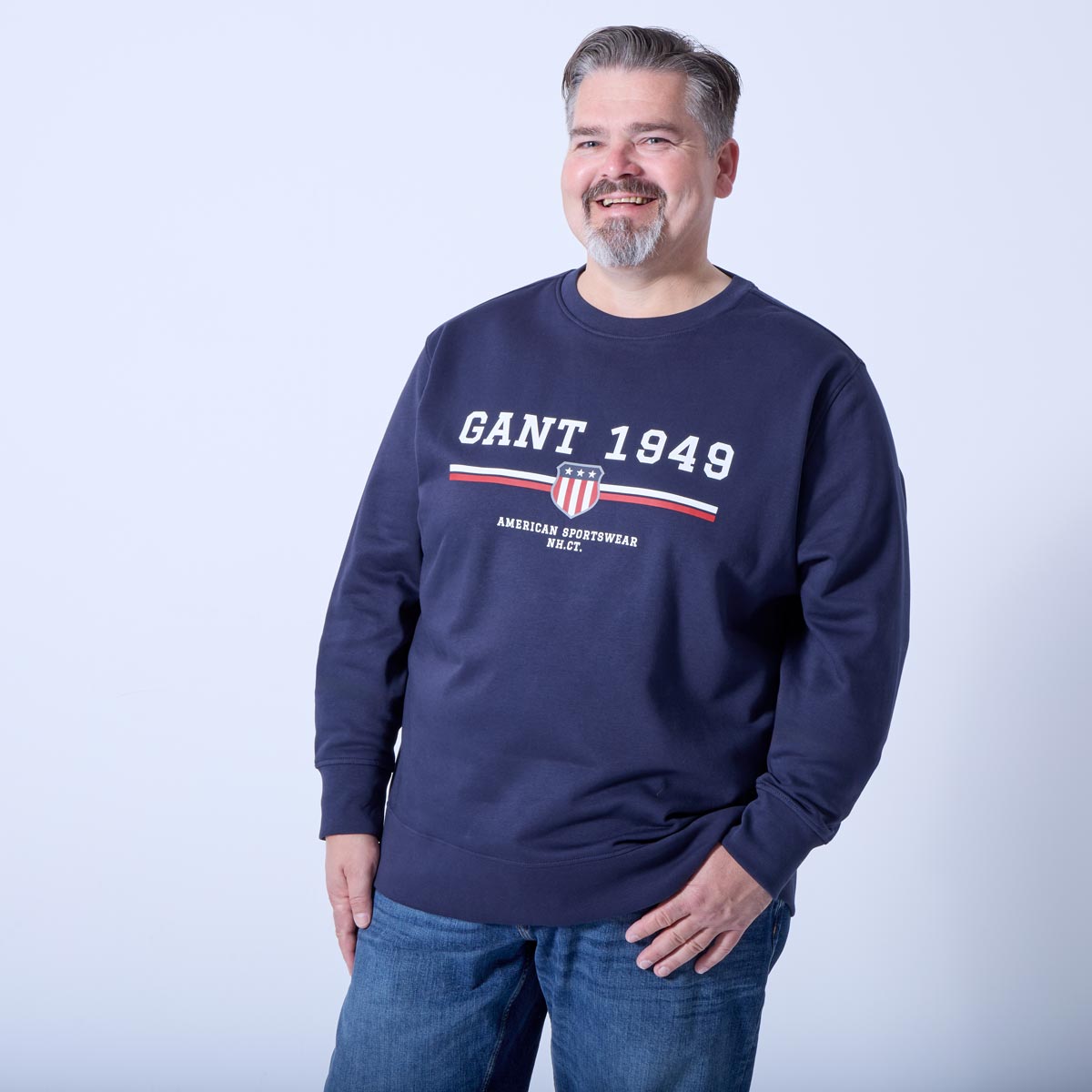 Gant Sweatshirt mit Label-Print dunkelblau