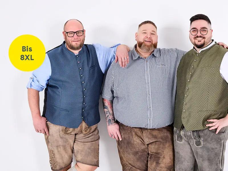 Moderne Trachtenmode für Herren in großen Größen bis 8XL mit perfekter Passform