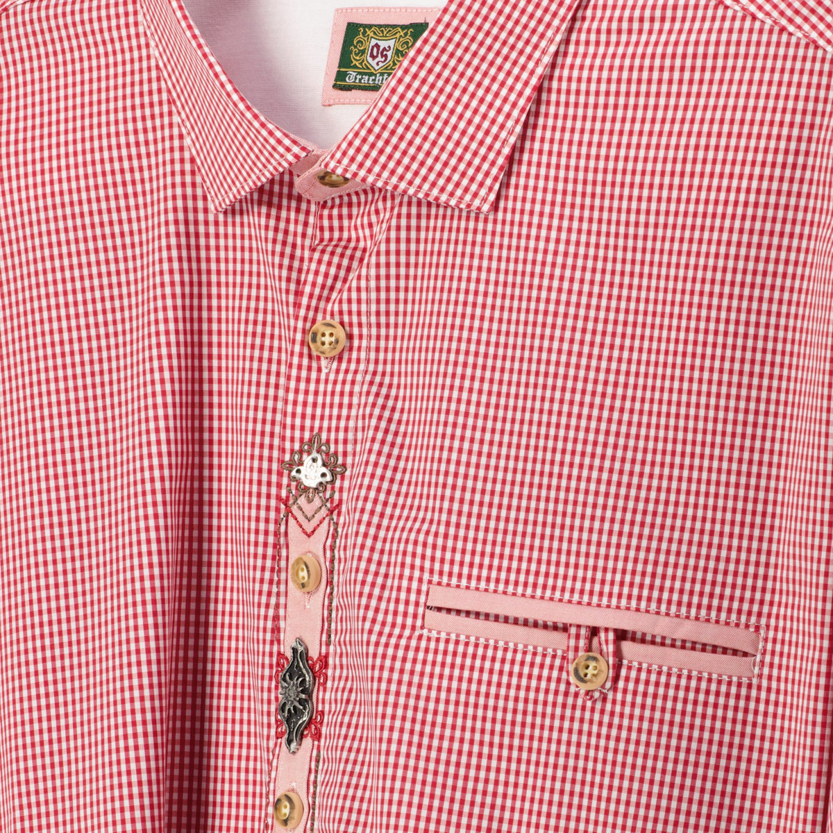 Orbis Trachtenhemd aus Baumwollmischung rot/weiß