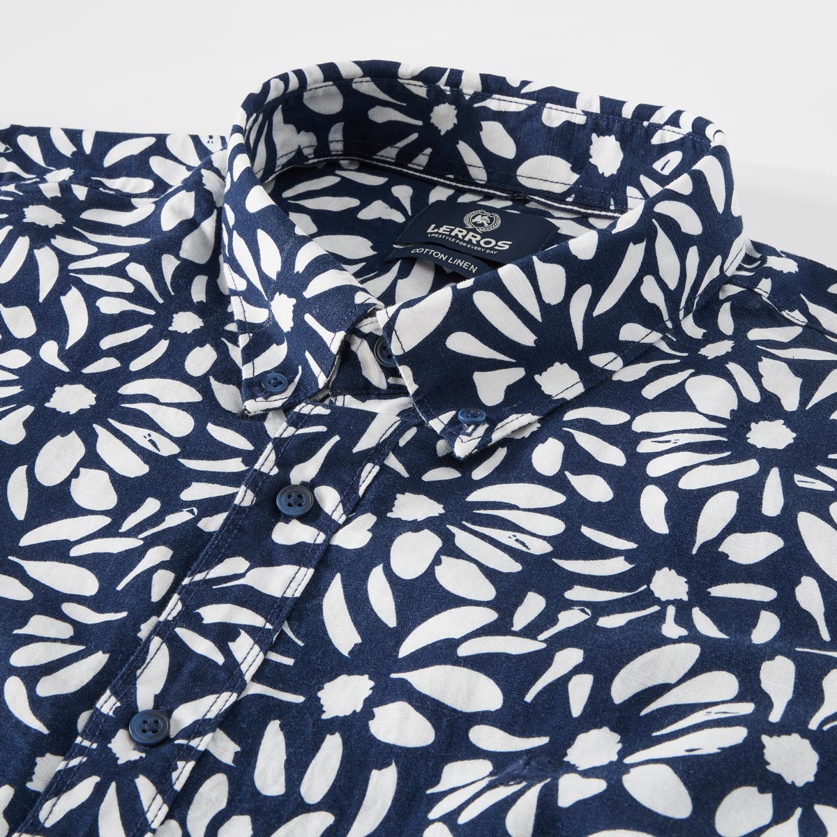 Lerros Freizeithemd mit Leinen blau