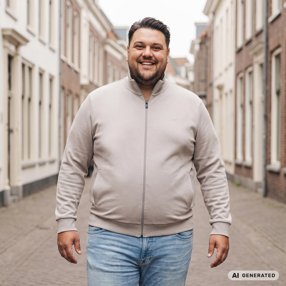 BOSS Sweatjacke mit Elasthan grau