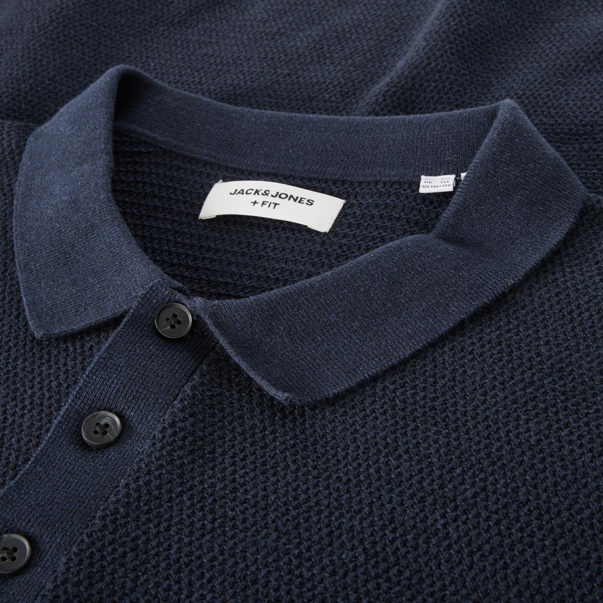 Jack&Jones Strick-Poloshirt aus Baumwollmischung blau