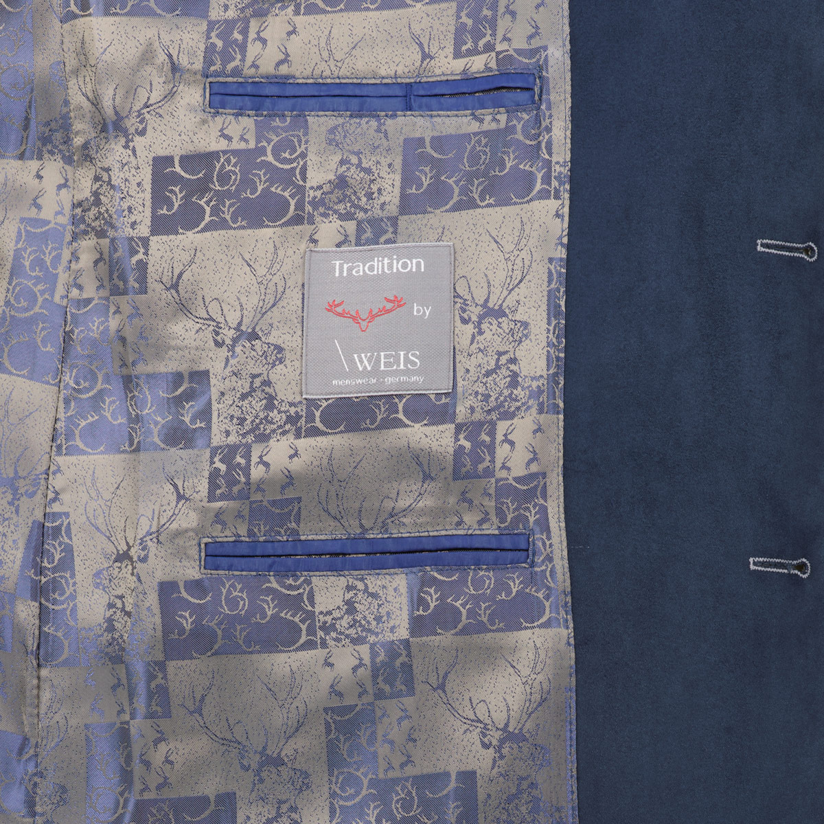 Weis Trachtensakko aus Leinenmischung blau