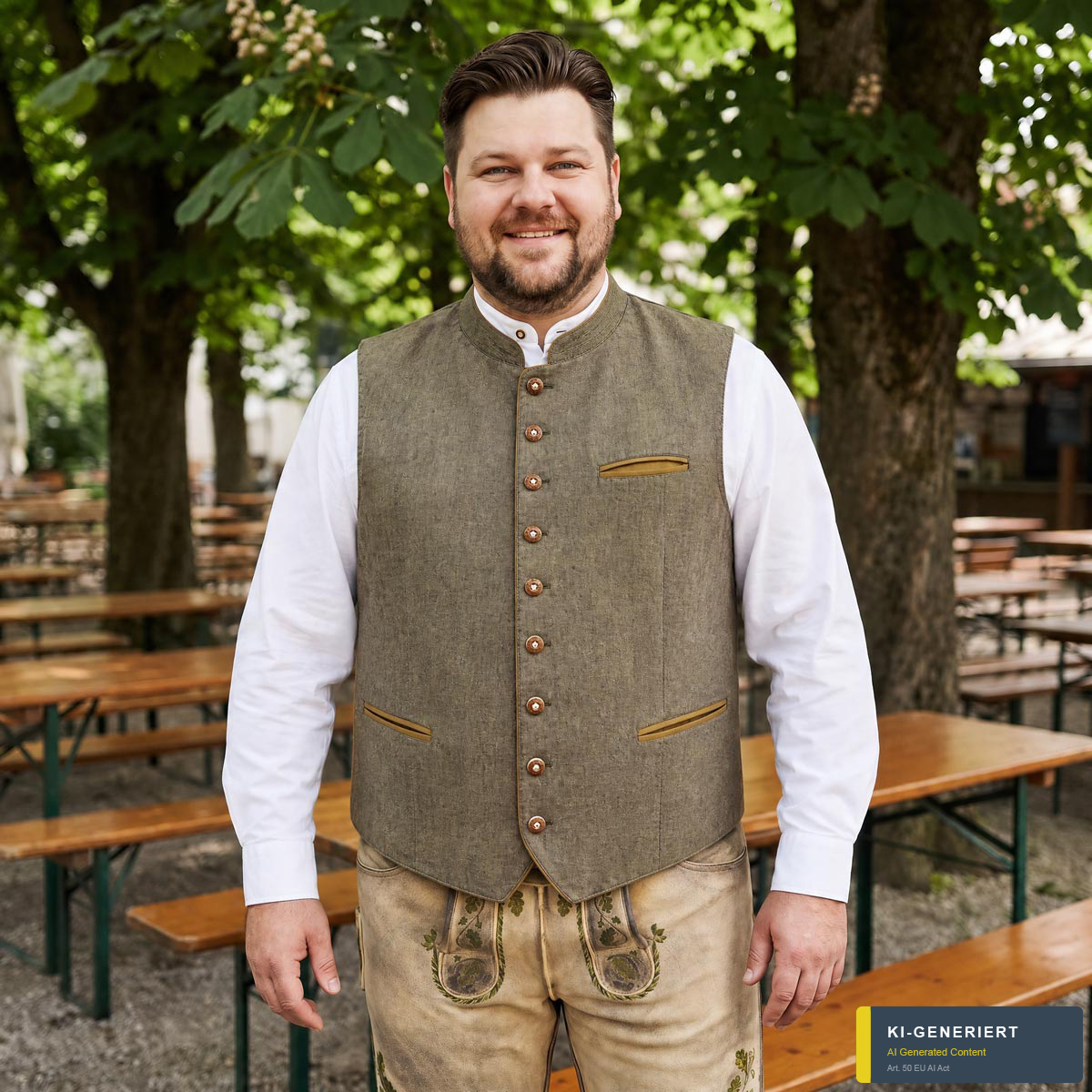 Maddox Trachtenweste mit Leinen oliv