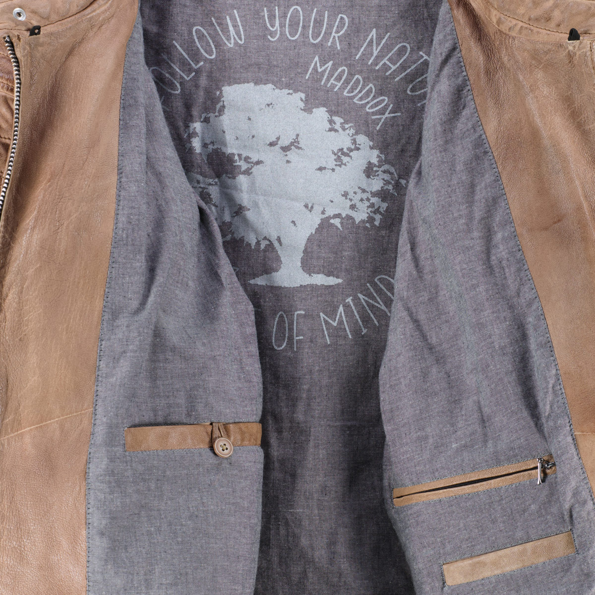 Maddox Lederjacke im Biker-Stil hellbraun