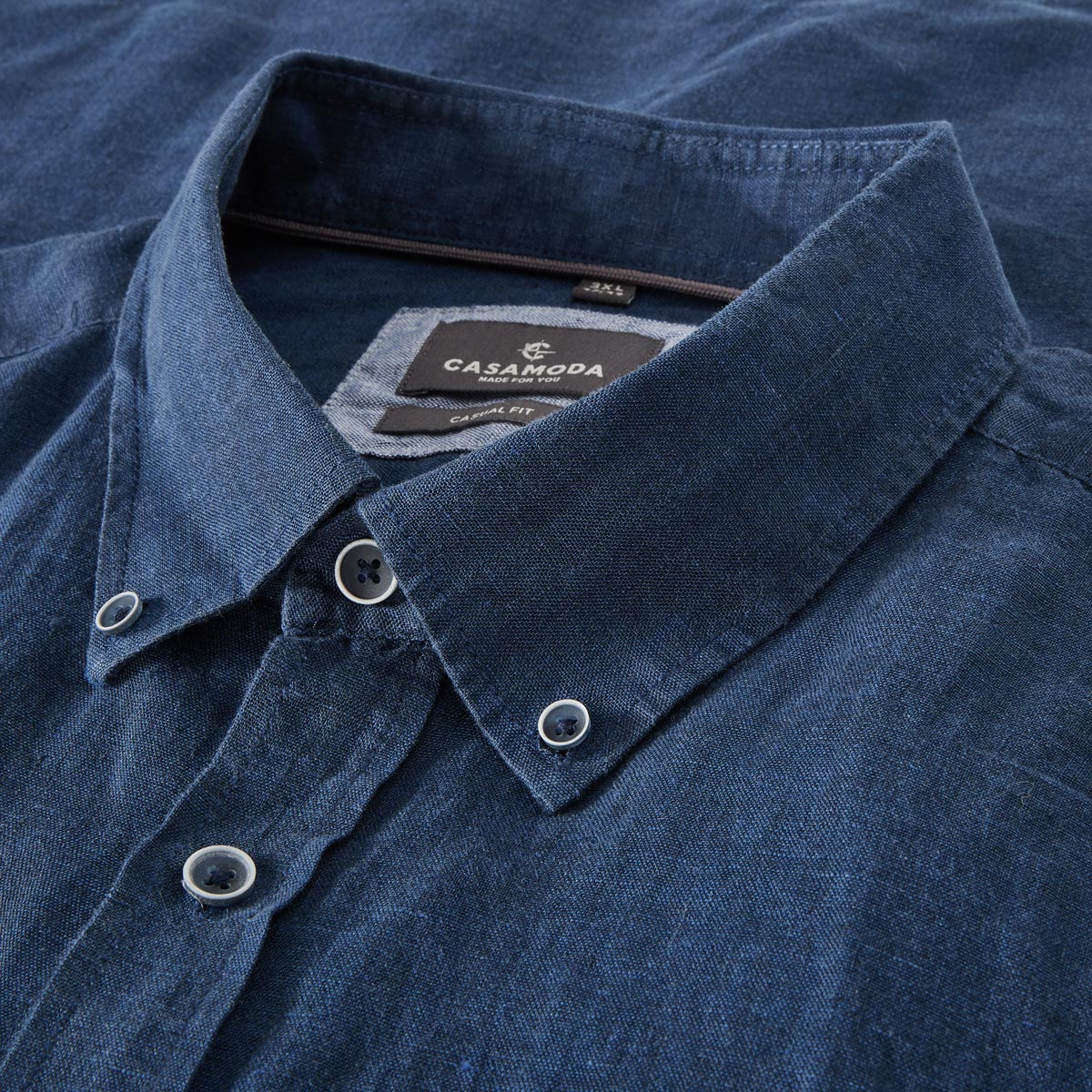 CASA MODA Freizeithemd aus Leinen blau