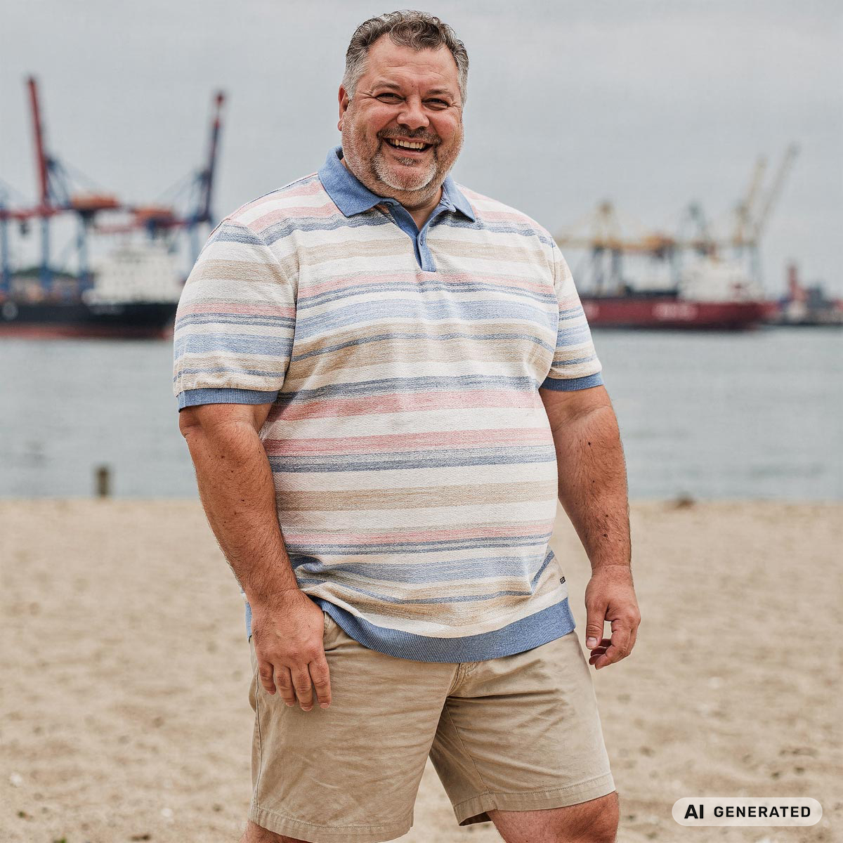 RAGMAN Strick-Poloshirt mit Allover-Muster blau/weiß