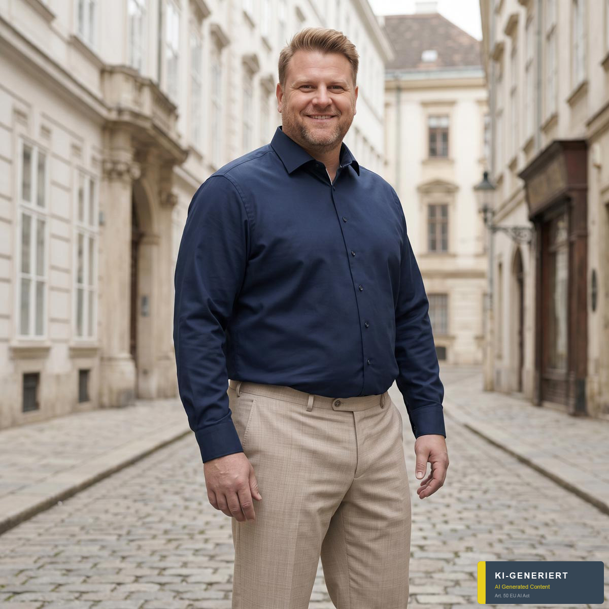 VENTI Businesshemd aus Stretch-Jersey blau