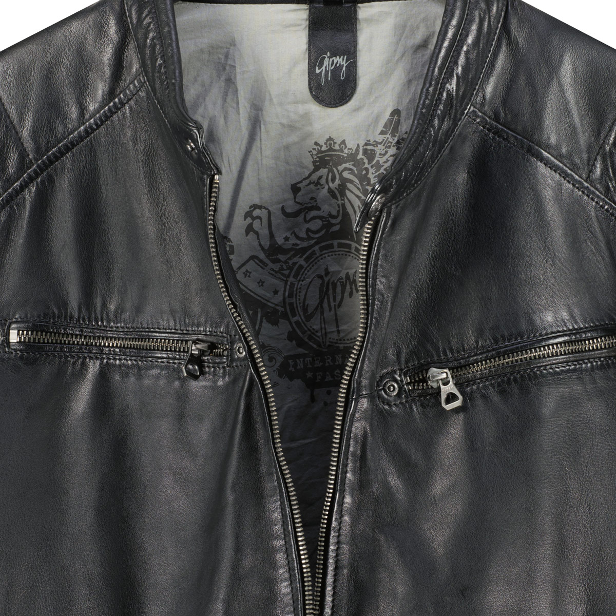 Gipsy Lederjacke im Biker-Stil schwarz
