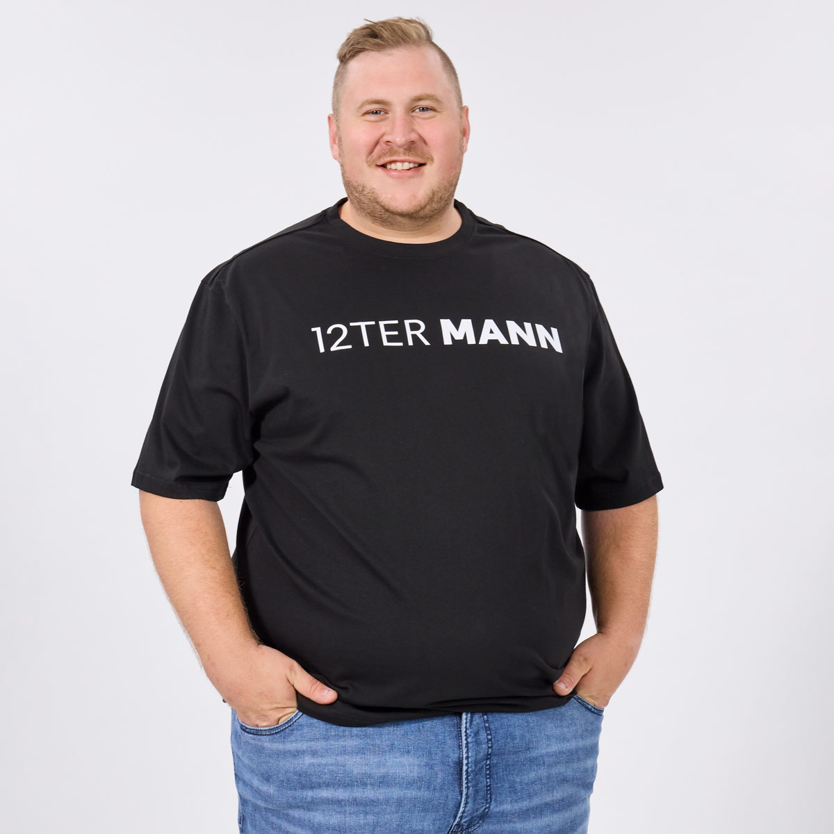 Pfundskerl Motto T-Shirt "12ter Mann" schwarz