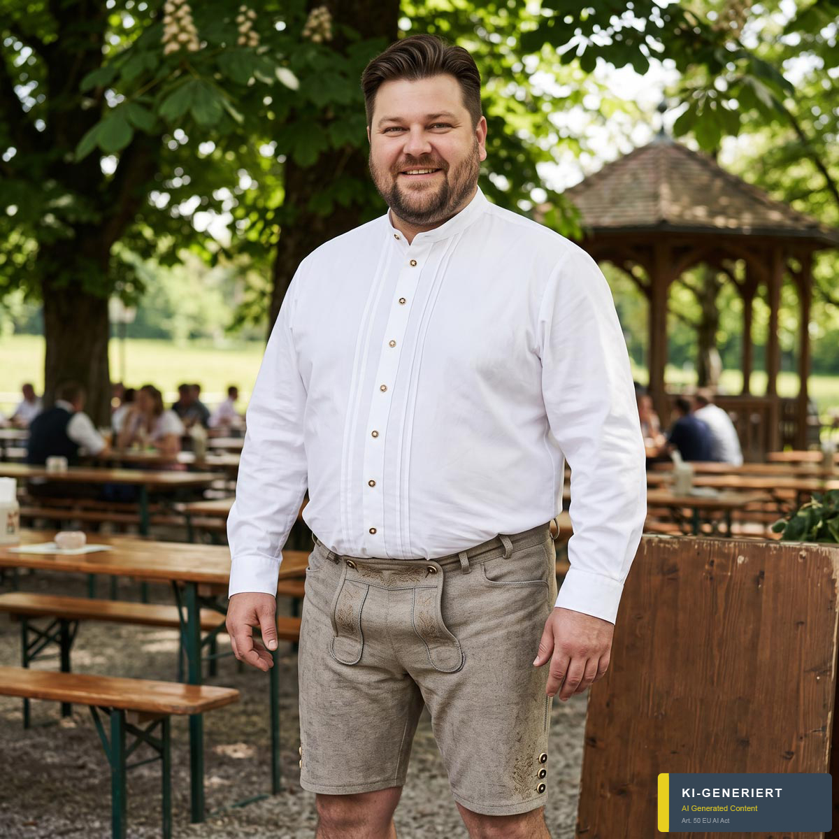Weis Trachtenhose "Sepp C" mit Leinen, leicht beige