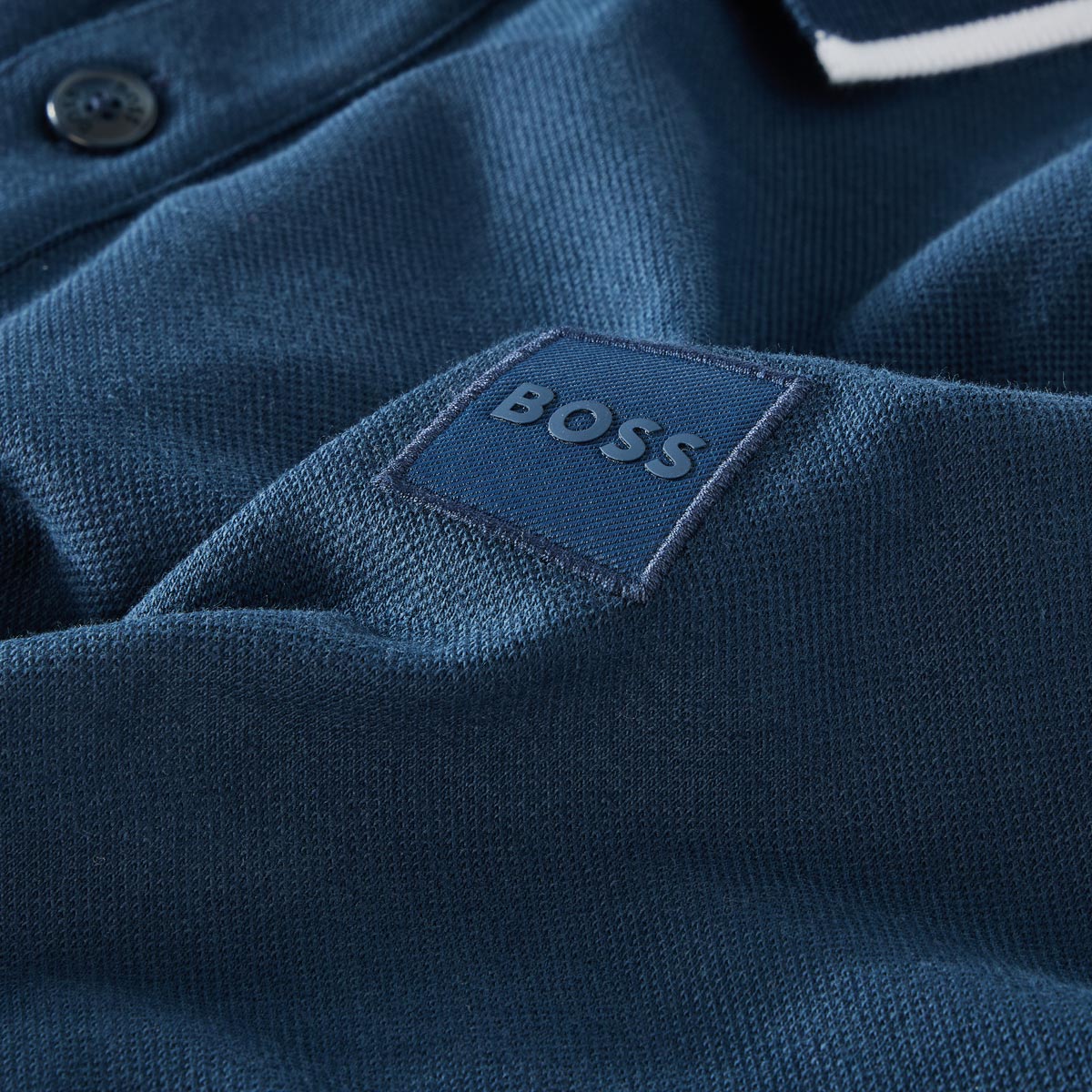 BOSS Poloshirt mit Elasthan mittelblau