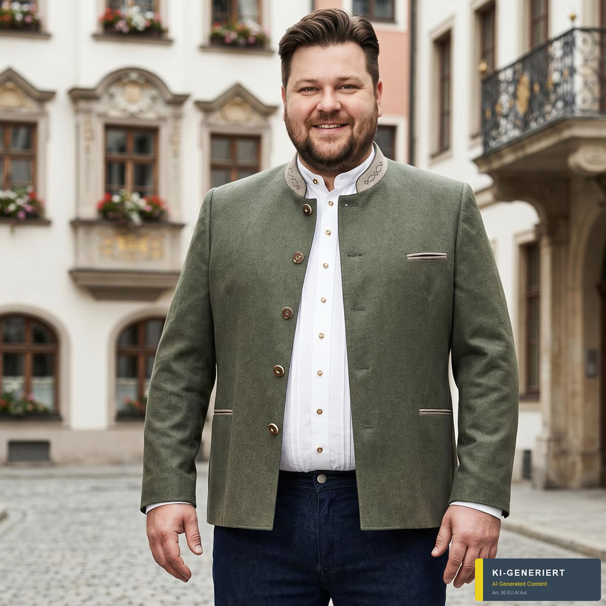 Weis Trachtenjanker mit Leinen grün