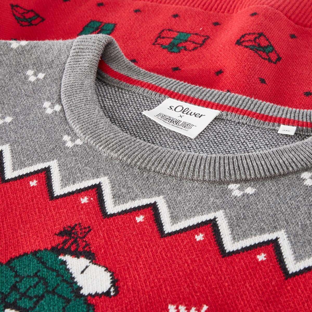 s.Oliver Norwegerpullover mit Snoopy-Motiv grau